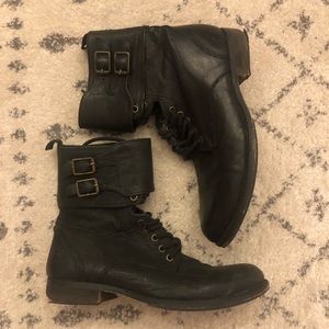 UO black combat boots 100% leather